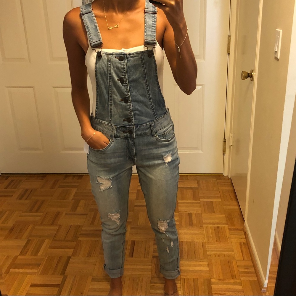 Charlotte Russe Denim Overalls in Blue